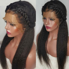 Kinky Straight  Human Hair Yaki PrePlucked Lace Front