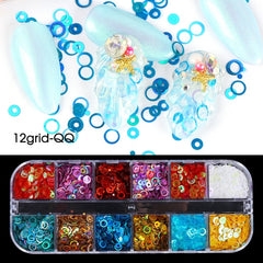 Holographic Nail Glitter Flakes Sequin 12pcs