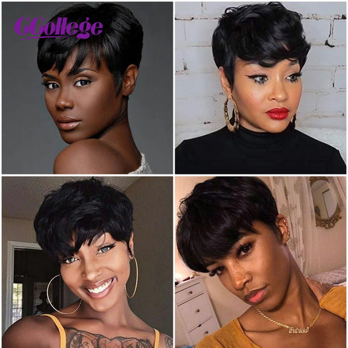 Straight Pixie Cut 100% Remy Human Hair Wig