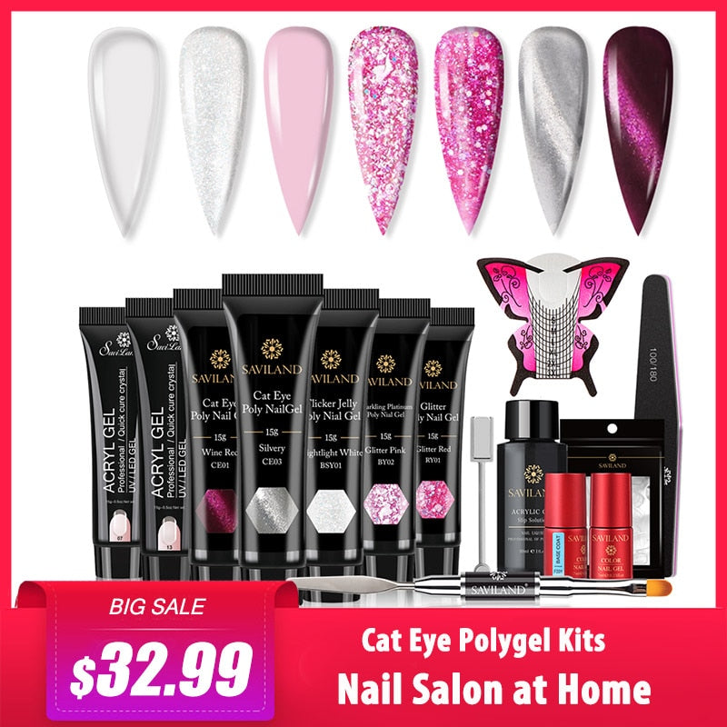 Glitter Polygel Nail Kit With Lamp Manicure Set Acrylic Extension  Professional set