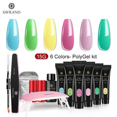 Glitter Polygel Nail Kit With Lamp Manicure Set Acrylic Extension  Professional set
