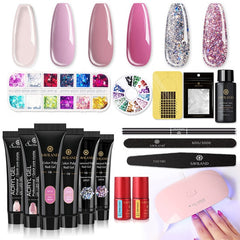 Glitter Polygel Nail Kit With Lamp Manicure Set Acrylic Extension  Professional set