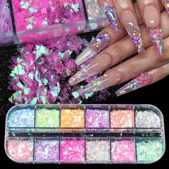 Holographic Nail Glitter Flakes Sequin 12pcs