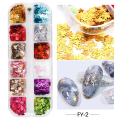 Holographic Nail Glitter Flakes Sequin 12pcs