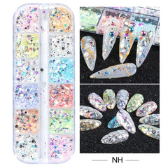 Holographic Nail Glitter Flakes Sequin 12pcs