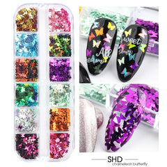 Holographic Nail Glitter Flakes Sequin 12pcs