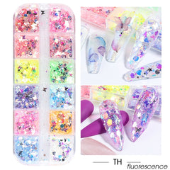 Holographic Nail Glitter Flakes Sequin 12pcs