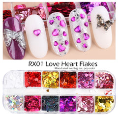 Holographic Nail Glitter Flakes Sequin 12pcs
