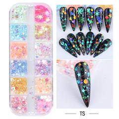 Holographic Nail Glitter Flakes Sequin 12pcs