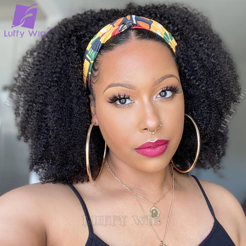 Afro Kinky Curly Human Hair Scarf Wig