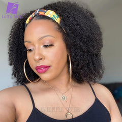 Afro Kinky Curly Human Hair Scarf Wig