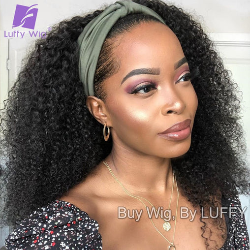 Kinky Curly Human Hair Headband Wig