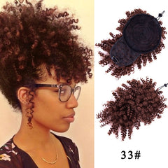 faux curly bangs and bun clip ins