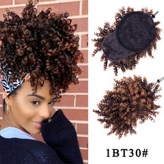 faux curly bangs and bun clip ins
