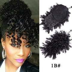 faux curly bangs and bun clip ins