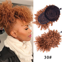 faux curly bangs and bun clip ins