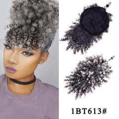 faux curly bangs and bun clip ins