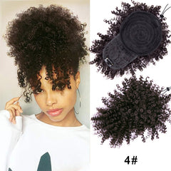 faux curly bangs and bun clip ins