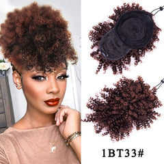 faux curly bangs and bun clip ins