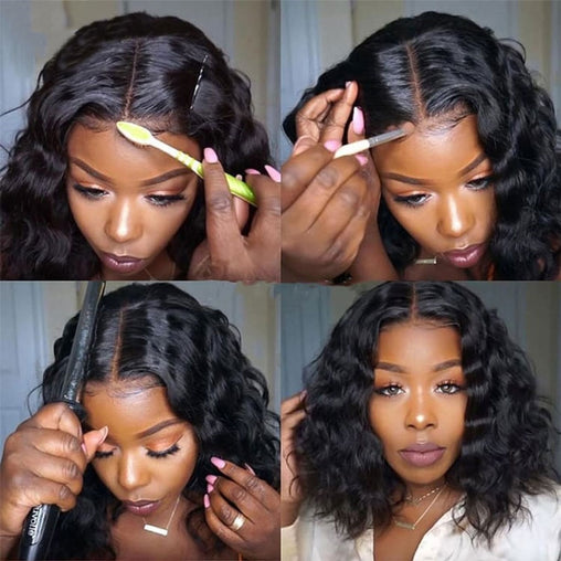 Loose Curl Bob Lace Part Glueless Brazilian Remy Human Hair Wig