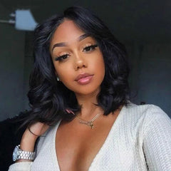 Loose Curl Bob Lace Part Glueless Brazilian Remy Human Hair Wig
