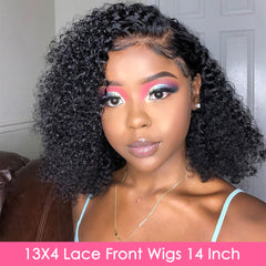 Bob Kinky Curly Lace Front Brazilian Remy Human Hair Wig
