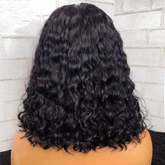 Loose Water Wave Brazilian Human Hair T Part Lace Shot Wig