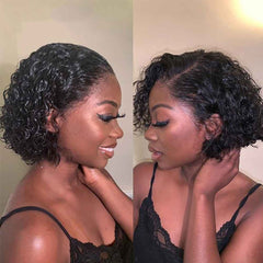 Loose Water Wave Brazilian Human Hair T Part Lace Shot Wig
