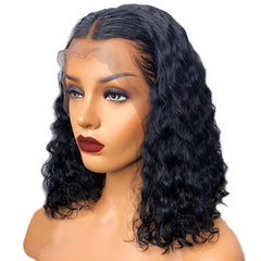 Loose Water Wave Brazilian Human Hair T Part Lace Shot Wig