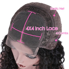 Loose Water Wave Brazilian Human Hair T Part Lace Shot Wig