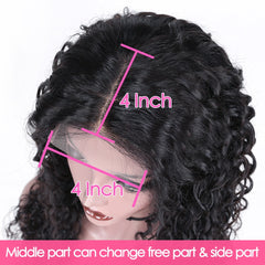 Loose Water Wave Brazilian Human Hair T Part Lace Shot Wig