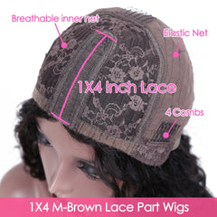 Loose Water Wave Brazilian Human Hair T Part Lace Shot Wig