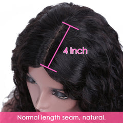 Loose Water Wave Brazilian Human Hair T Part Lace Shot Wig