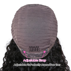 Loose Water Wave Brazilian Human Hair T Part Lace Shot Wig