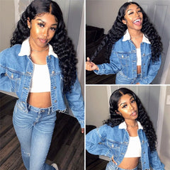 Loose Deep Wave Brazilian Natural Color Remy Human Hair T Part Lace Wig