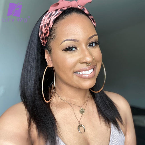 Italian Yaki Straight Human Hair Scarf Wig
