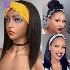 Italian Yaki Straight Human Hair Scarf Wig