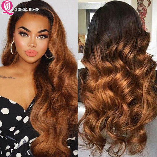 Ombre  Body Wave Human Hair  4x4 Lace Closure Wig