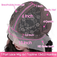 Loose Deep Wave Brazilian Natural Color Remy Human Hair T Part Lace Wig