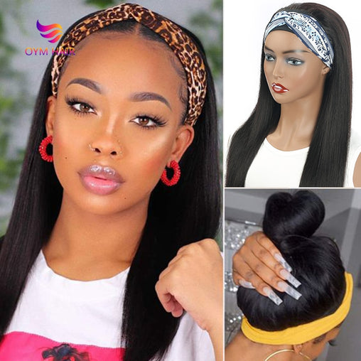 Straight Human Hair Headband Wig