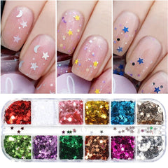 Holographic Nail Glitter Flakes Sequin 12pcs