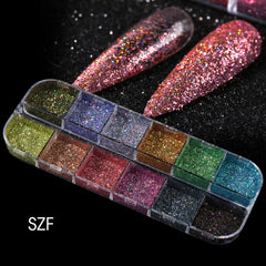 Holographic Nail Glitter Flakes Sequin 12pcs