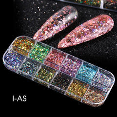 Holographic Nail Glitter Flakes Sequin 12pcs