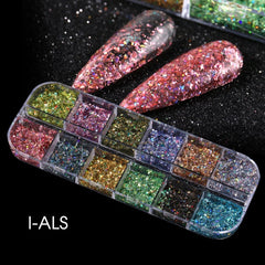 Holographic Nail Glitter Flakes Sequin 12pcs