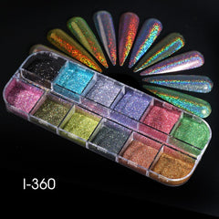 Holographic Nail Glitter Flakes Sequin 12pcs