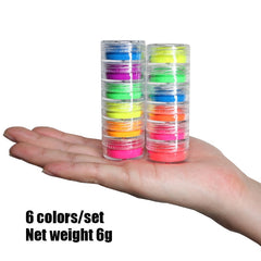 Neon Pigment Powder Fluorescent Nail Glitter Set