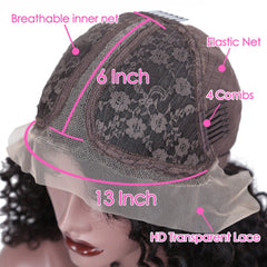 Water Wave T Part HD Lace Wig Glueless Brazilian Remy Human Hair