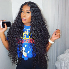Water Wave T Part HD Lace Wig Glueless Brazilian Remy Human Hair