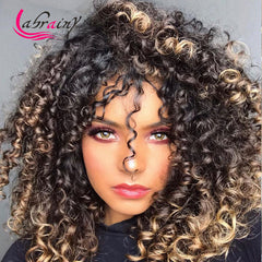 Kinky Curly HD Transparent Lace Frontal Human Hair Wig Pre Plucked
