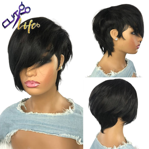 Bob Pixie Human Hair Wig With Bang